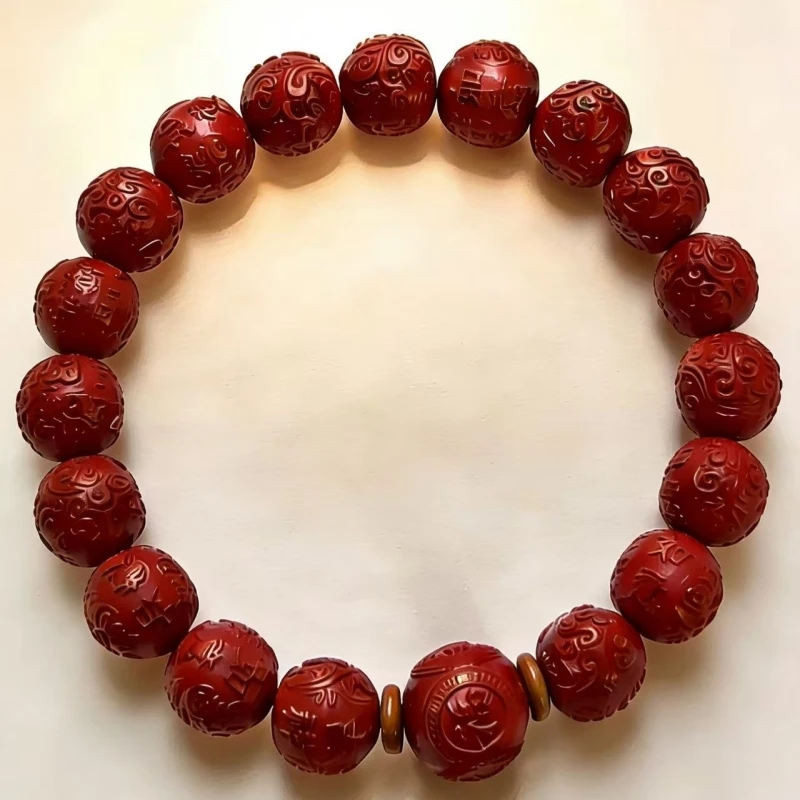 含辰砂工艺品【行者项坤】朱砂福字高级感九华山手链男女款精美设计