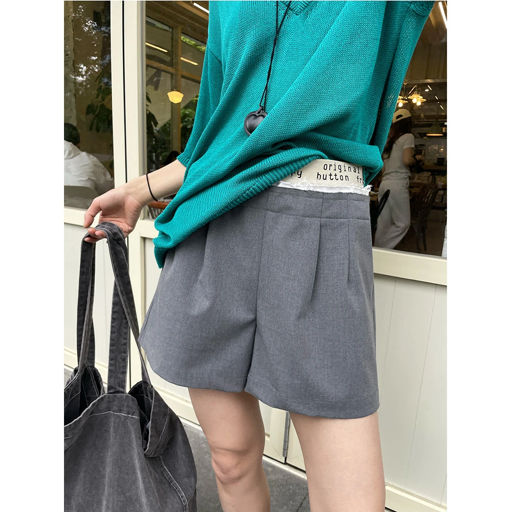 JCCC影子【腰间密语】灰色假两件字母织带高腰短裤JE5CSU10