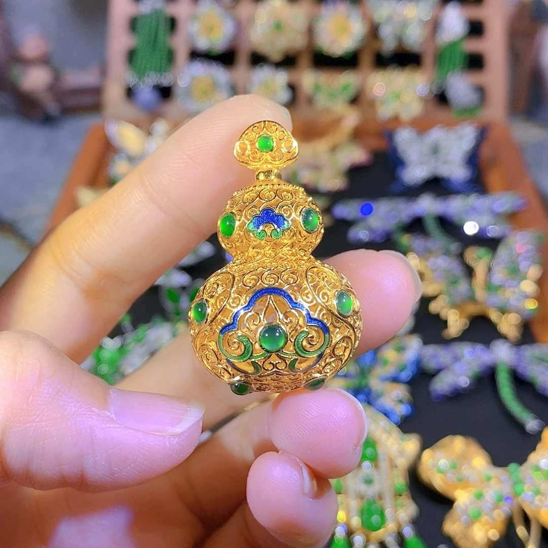 吊坠(不含链)银S925镶嵌翡翠