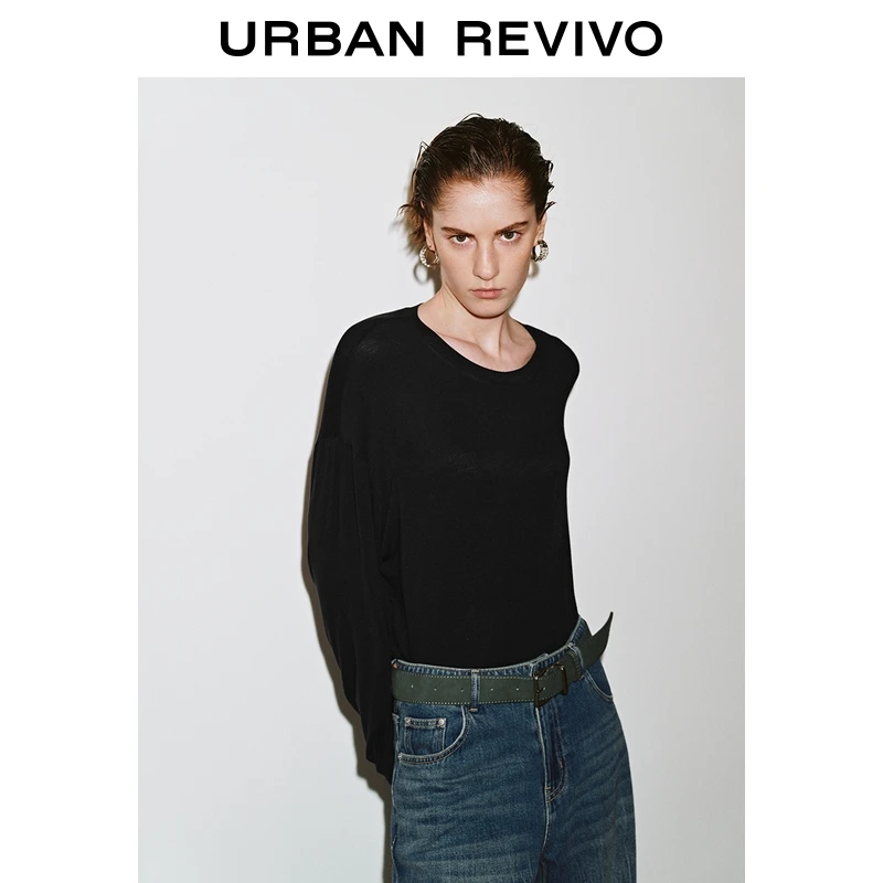 UR2025秋季新款女装休闲简约纯色百搭宽松长袖T恤UWB450063