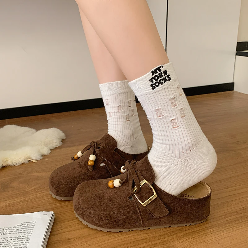 厚底勃肯鞋包头半拖鞋女外穿一脚蹬增高夏秋季2025新款配裙凉拖鞋