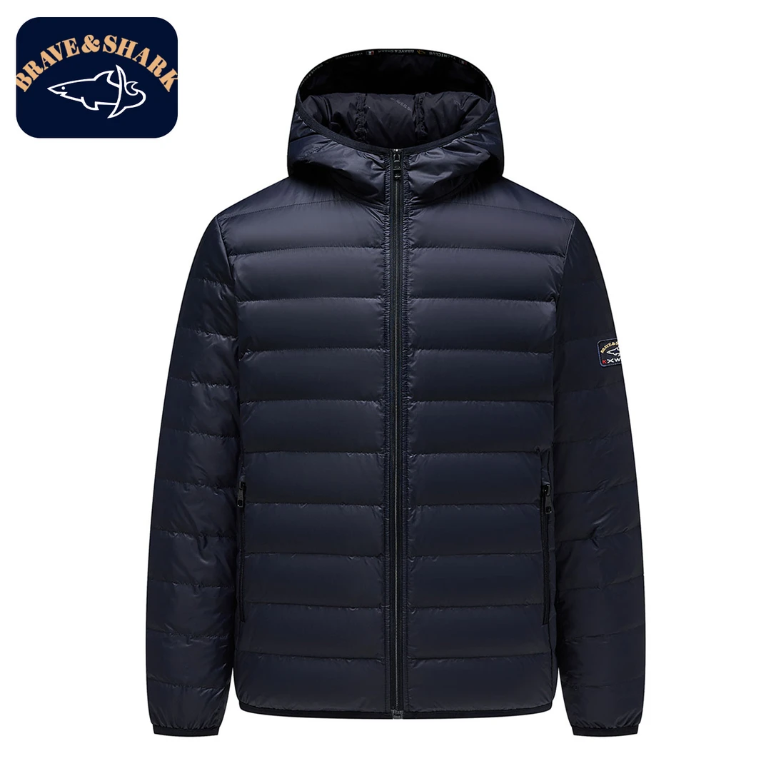 【官方正品】BRAVE&SHARK/勇士鲨鱼男士轻薄羽绒服连帽冬装外套