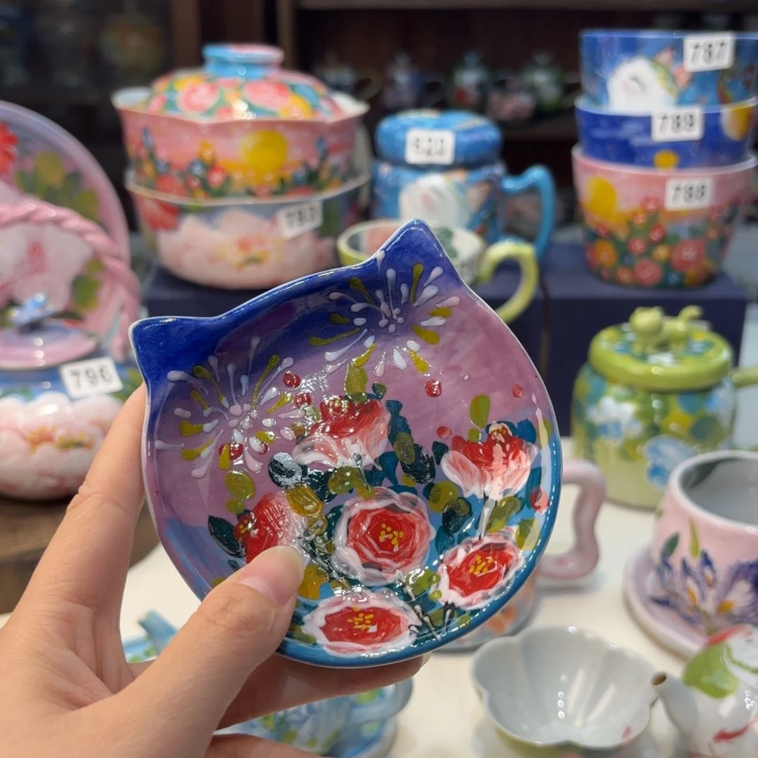 瓷片景德镇手绘高温釉下彩陶瓷茶具