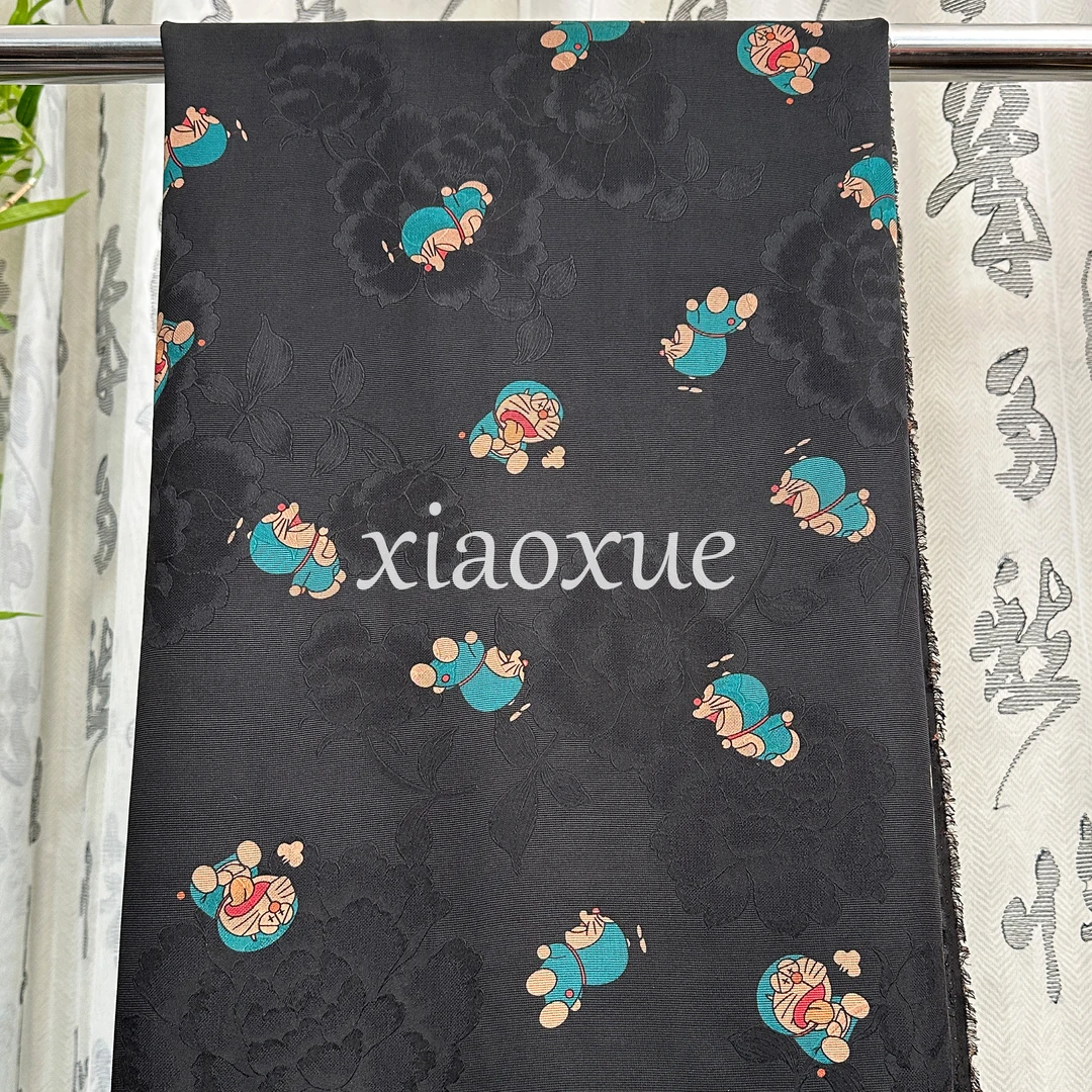 [布头莨纱-哆啦A梦] 110门幅 25姆米 香云纱 桑蚕丝丝绸面料布料