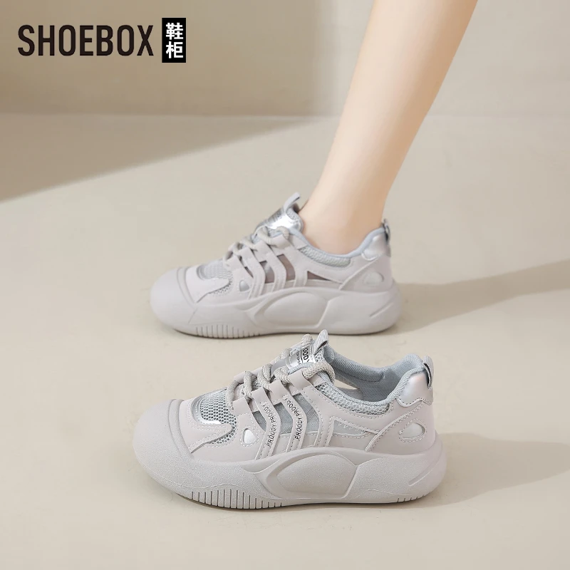SHOEBOX鞋柜镂空透气罗马凉鞋女夏新款松糕厚底百搭休闲运动鞋子