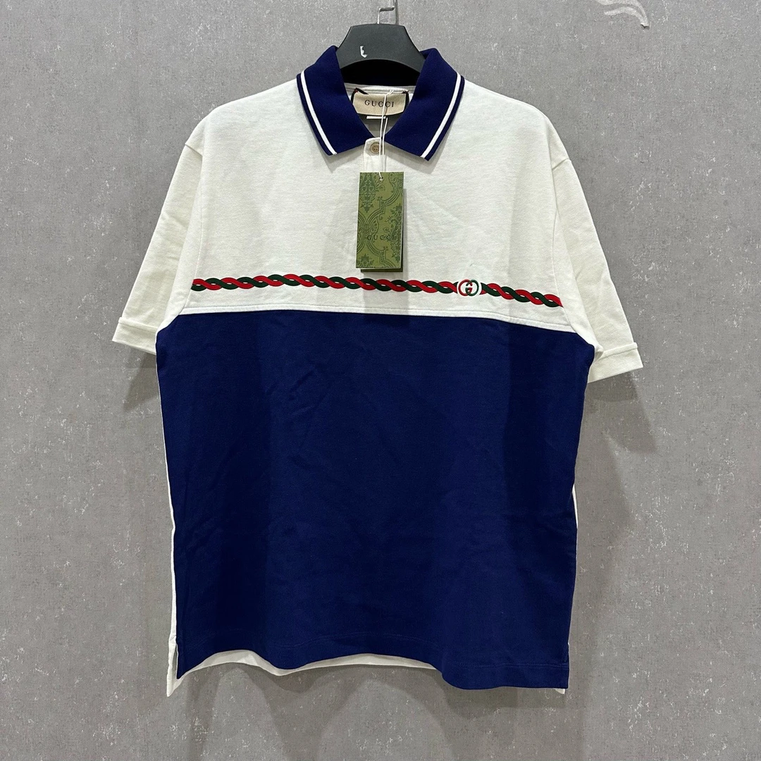 未使用 GUCCI/古驰 蓝白拼接微标polo衫S码/005427