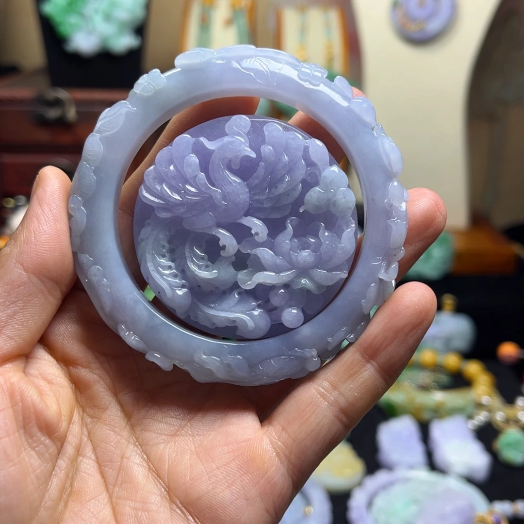 流***水颈饰未镶嵌翡翠天然翡翠手镯套装