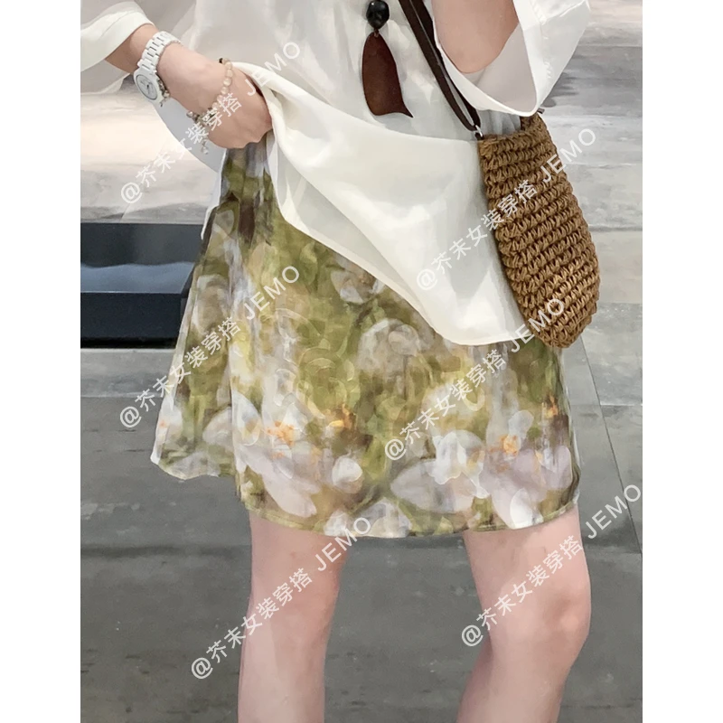【芥末家】绿野仙踪复古印花半身裙 夏季时尚高腰显瘦百搭A字短裙