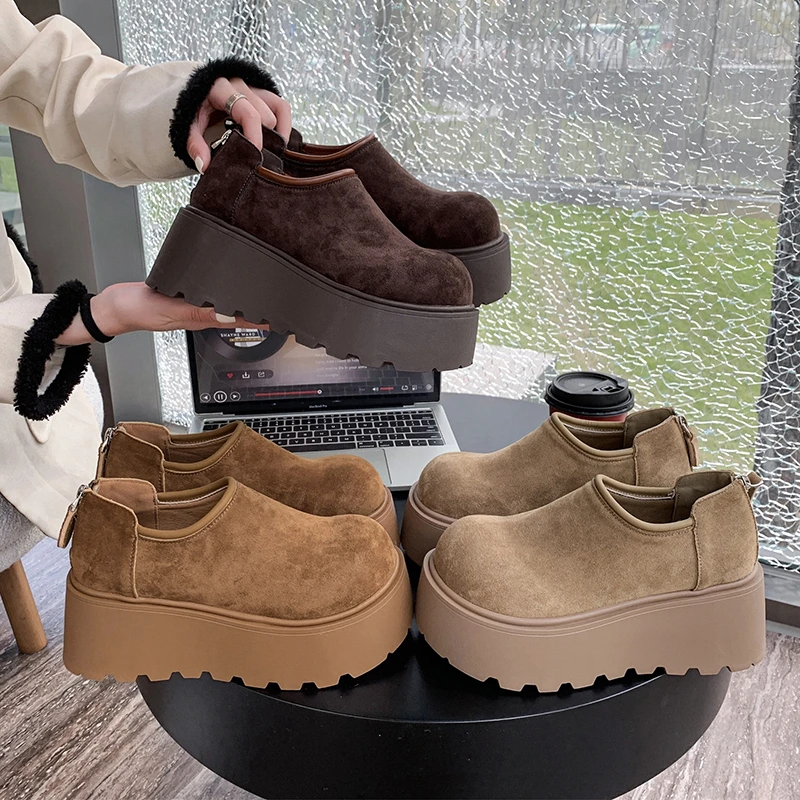 厚底增高7cm勃肯鞋女春秋新款小个子松糕底百搭英伦风女款乐福鞋