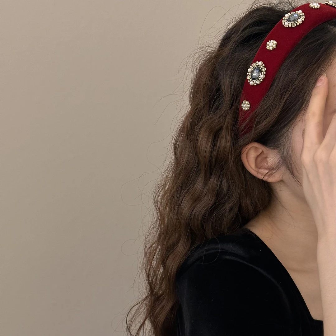 新款时尚闪钻气质压发发箍女黑色轻奢女简约发卡头箍头饰