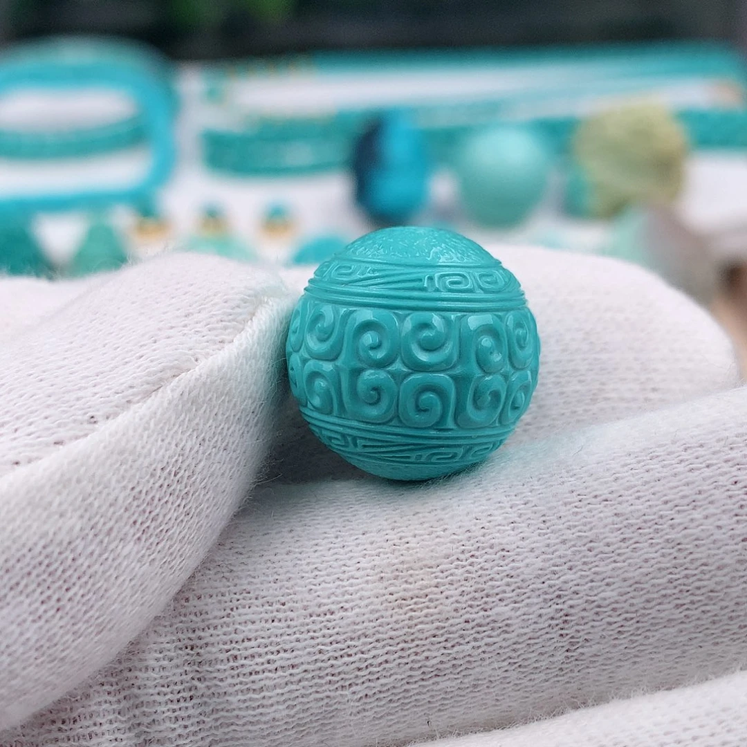 绿松石回纹珠17.3mm未镶嵌