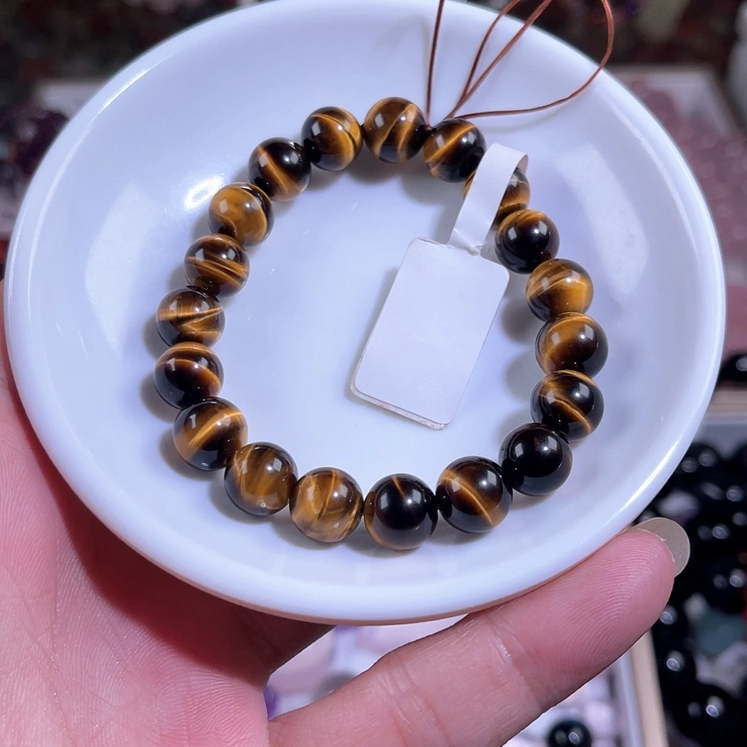 银S925镶嵌手链水晶天然虎眼石手链