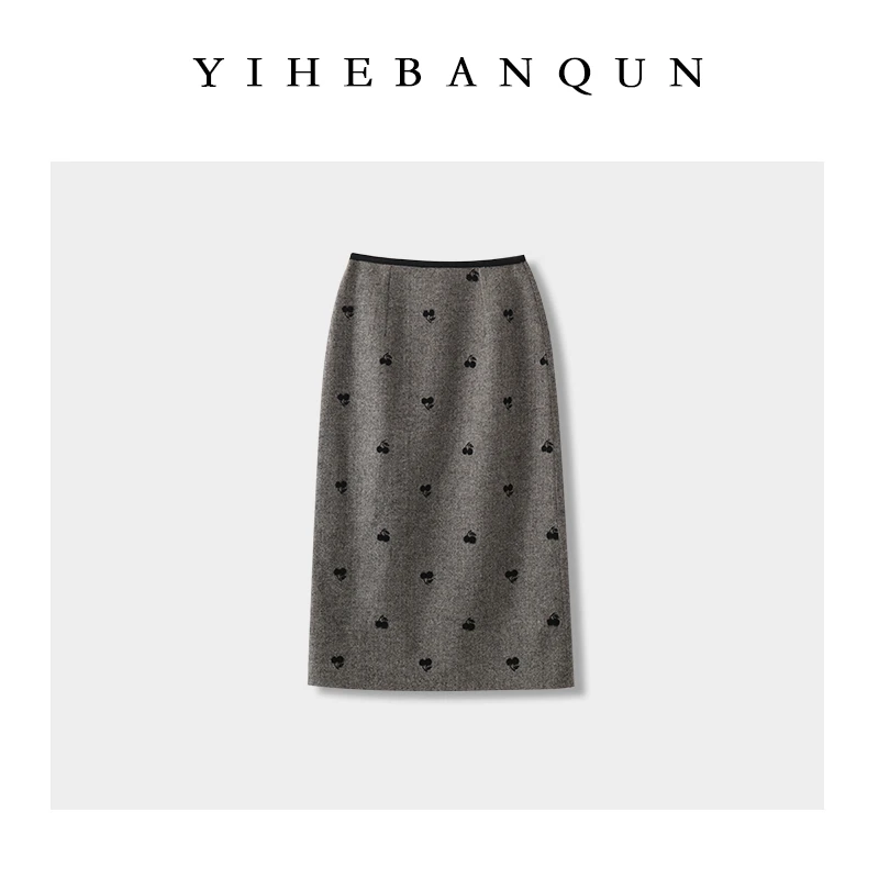 羊毛绒花中长裙2025秋冬新款时髦轻奢包臀裙高腰显瘦开叉半身裙