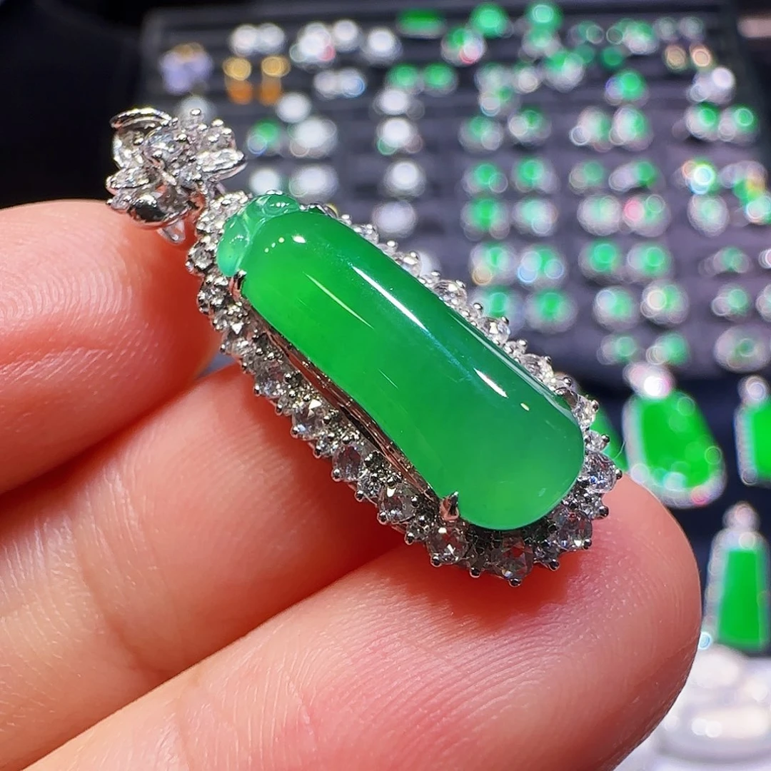 翡翠18K金镶嵌吊坠(不含链)吊坠