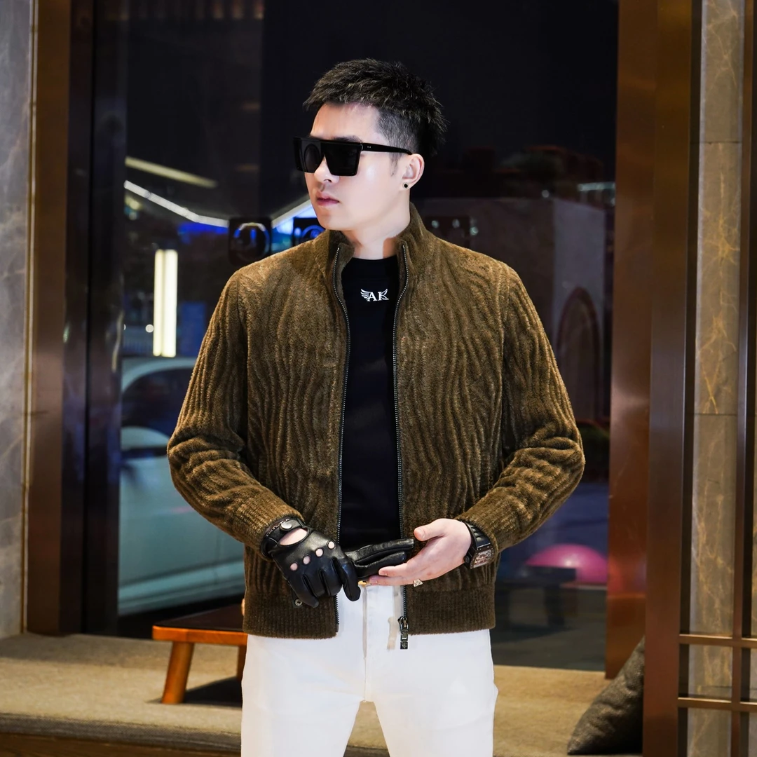 2024户外休闲夹克外套男士加厚保暖冬季新款修身经典百搭加厚外套