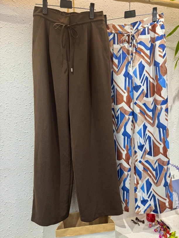 锦诺韩25新款高端纯元夏季垂感花样高腰凉爽长裤夏季裤子