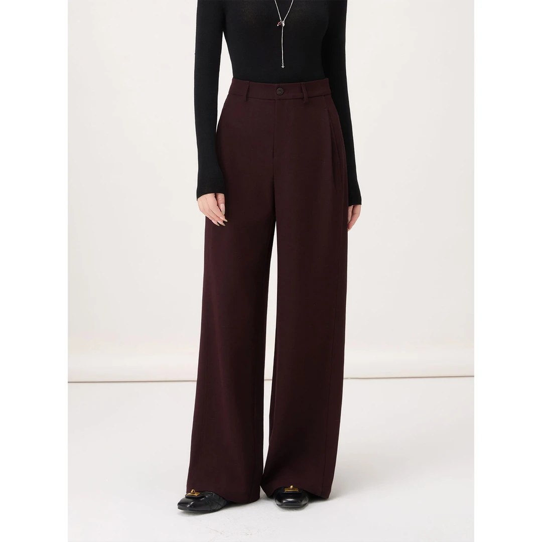 老敏哥 羊毛醋酸直筒裤2025秋冬新款显瘦垂感阔腿裤女S08307156