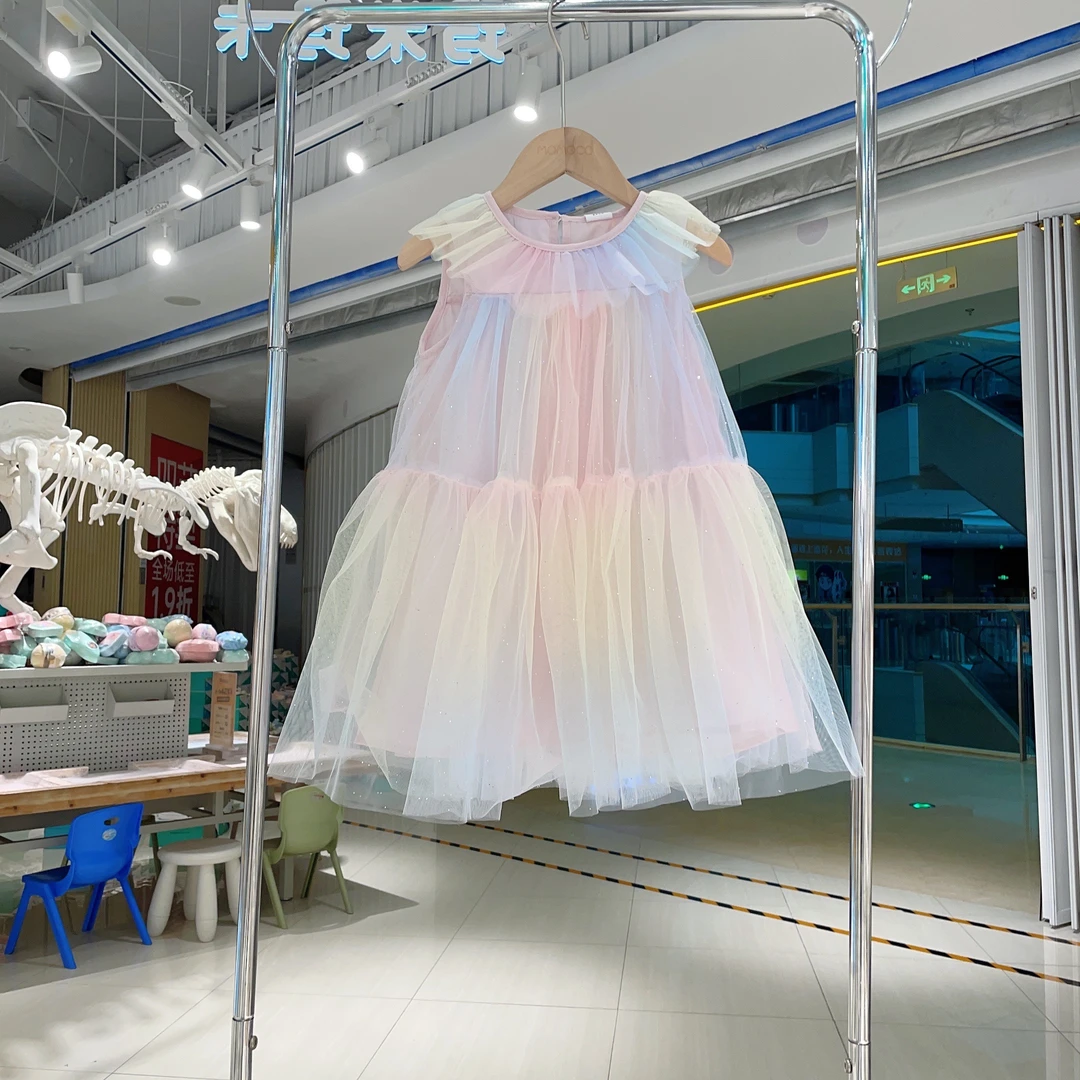 MOMOCO女童夏季新款欧若风时尚洋气甜美渐变连衣裙77630477005