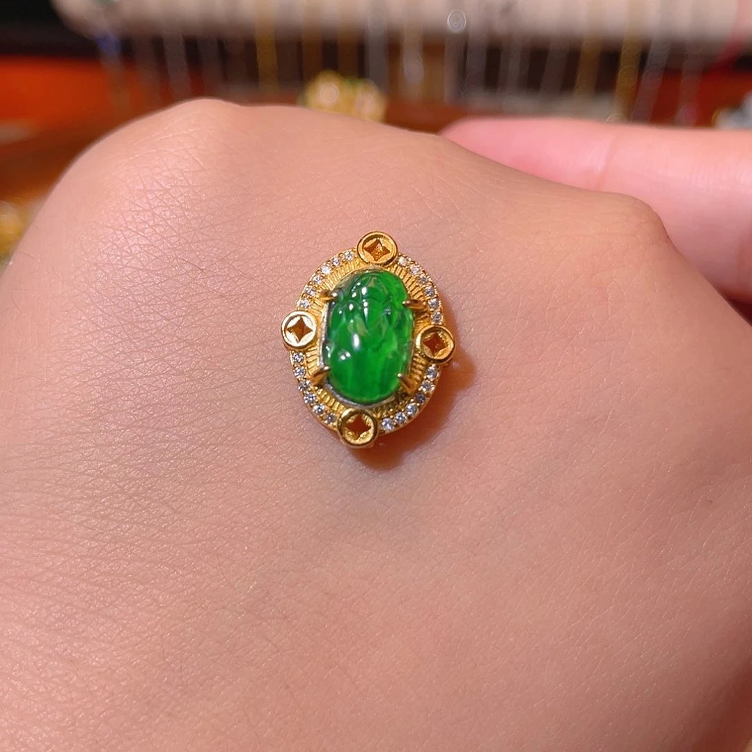 吊坠(不含链)银S925镶嵌翡翠