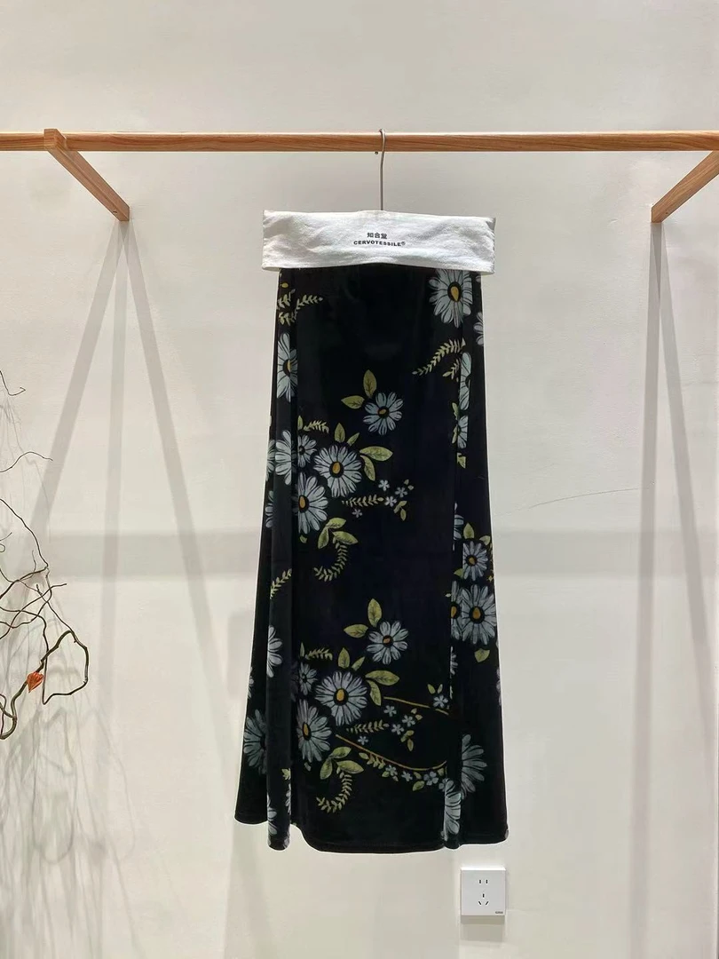 鑫然Kiki 新中式高腰显瘦印花A字半身裙 945 ZHT