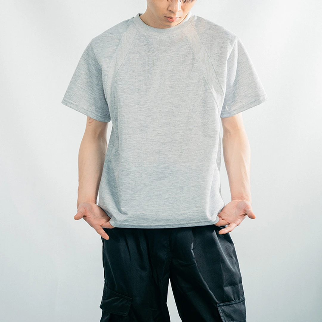 G-FRAME夏季拼接短袖常规款纯色T恤户外休闲男装速干男士质感上衣