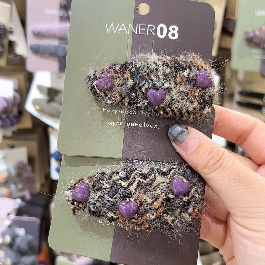 布艺非金属2个爱心拜拜夹