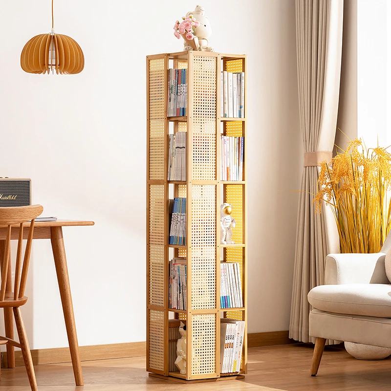 旋转书架落地书柜现代简约展示柜组合客厅储物立柜子置物儿童收纳