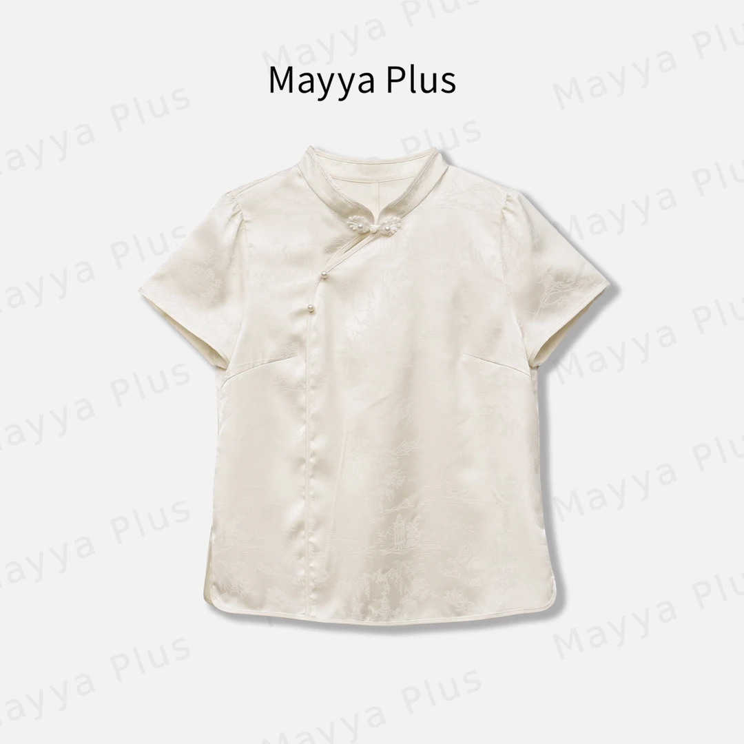 【忆白】Mayya Plus麦芽定制国风气质短袖衬衫修身百搭上衣32527121