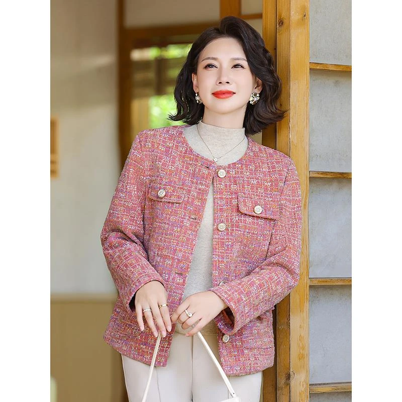小香风外套女2025新款春秋款洋气减龄显瘦百搭短款上衣妈妈装开衫