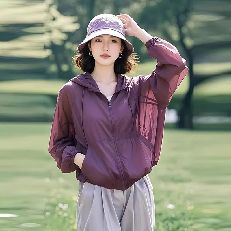 紫色高级感洋气空调衫外套女2025春夏新款百搭透气冰丝凉感防晒衣