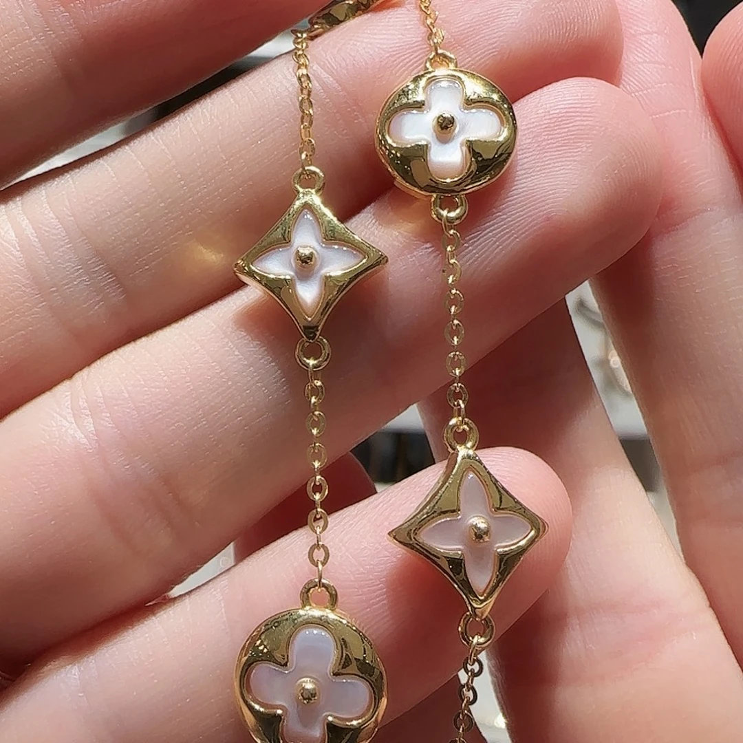 手链贝壳（贝母）18K金镶嵌手链