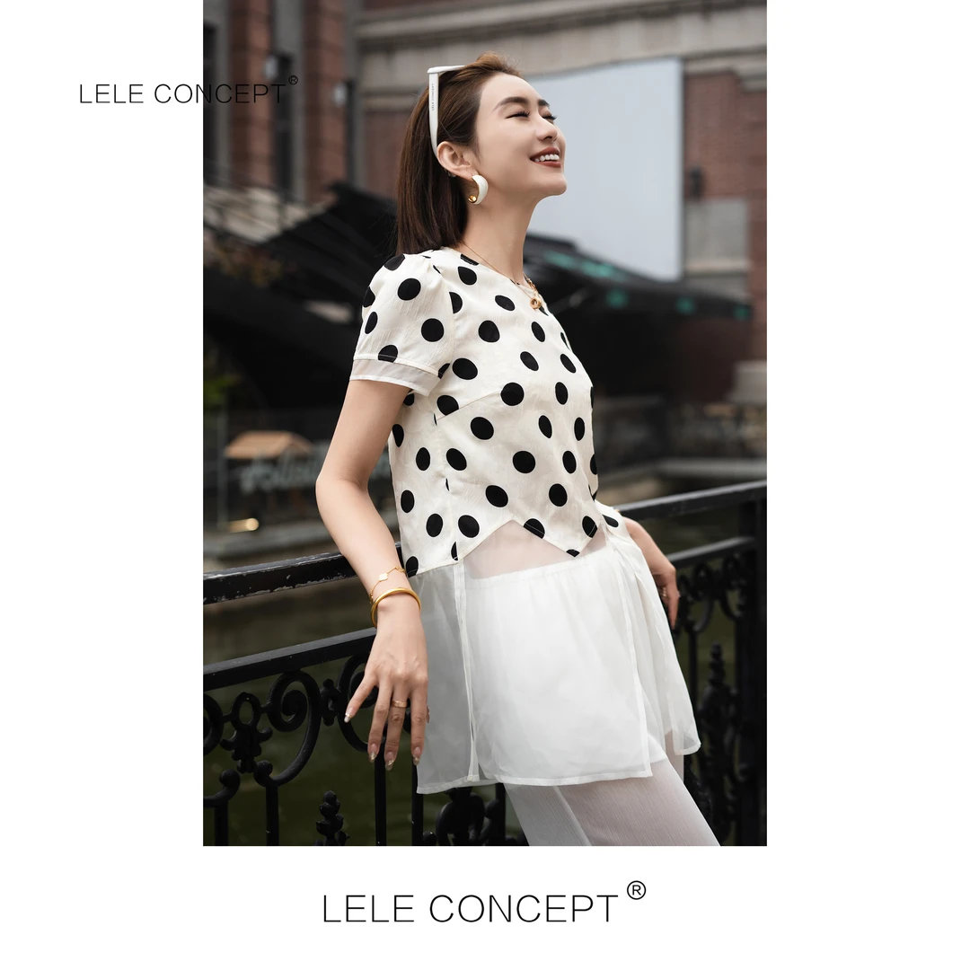 LELE CONCEPT丨法式减龄千金感波点飘纱上衣S1117