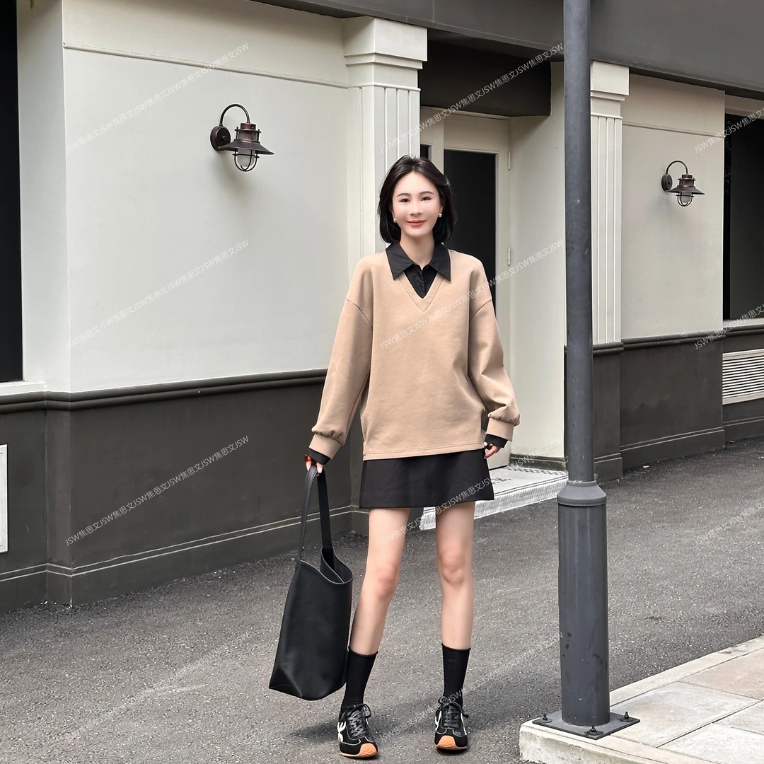 焦思文 秋季时尚休闲洋气宽松百搭假两件拼接卫衣JSW2506063