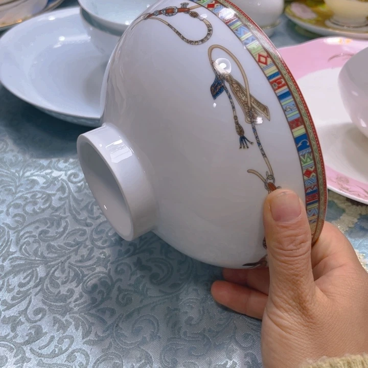 瓷片爱马仕6.5寸面碗两个