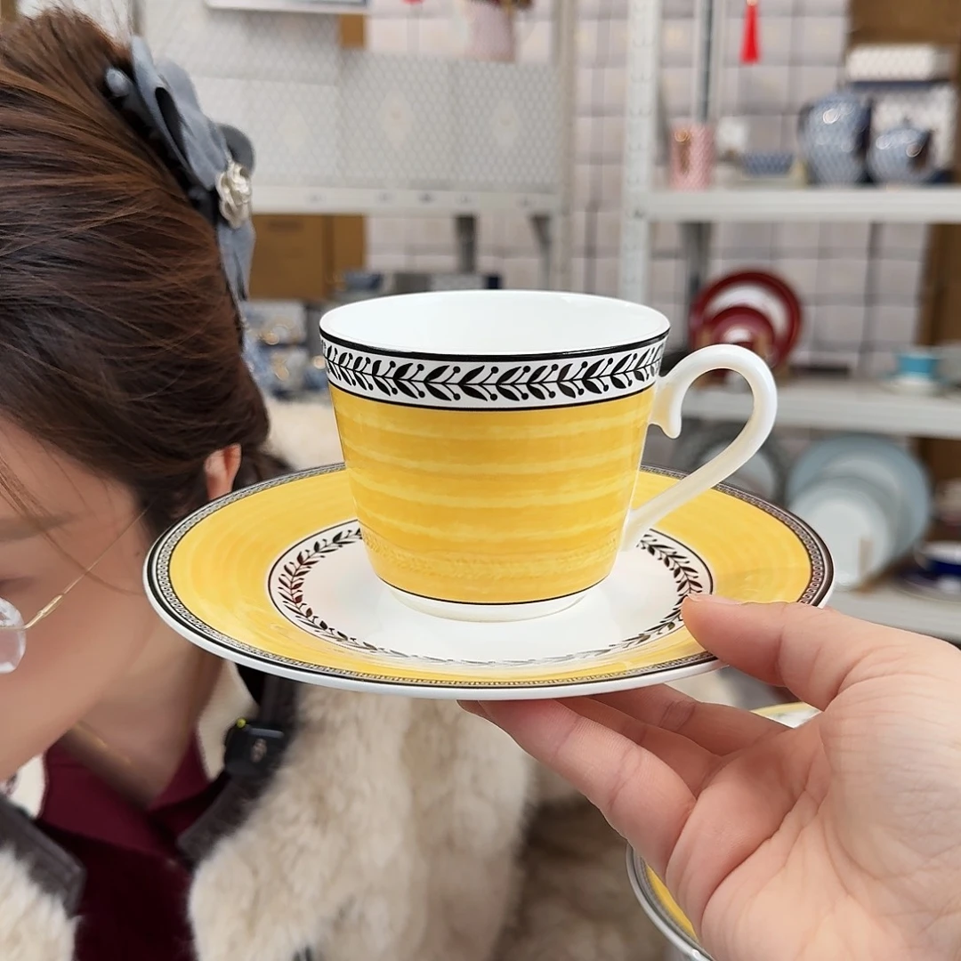 骨瓷骨瓷咖啡杯碟一套350ml外贸骨瓷