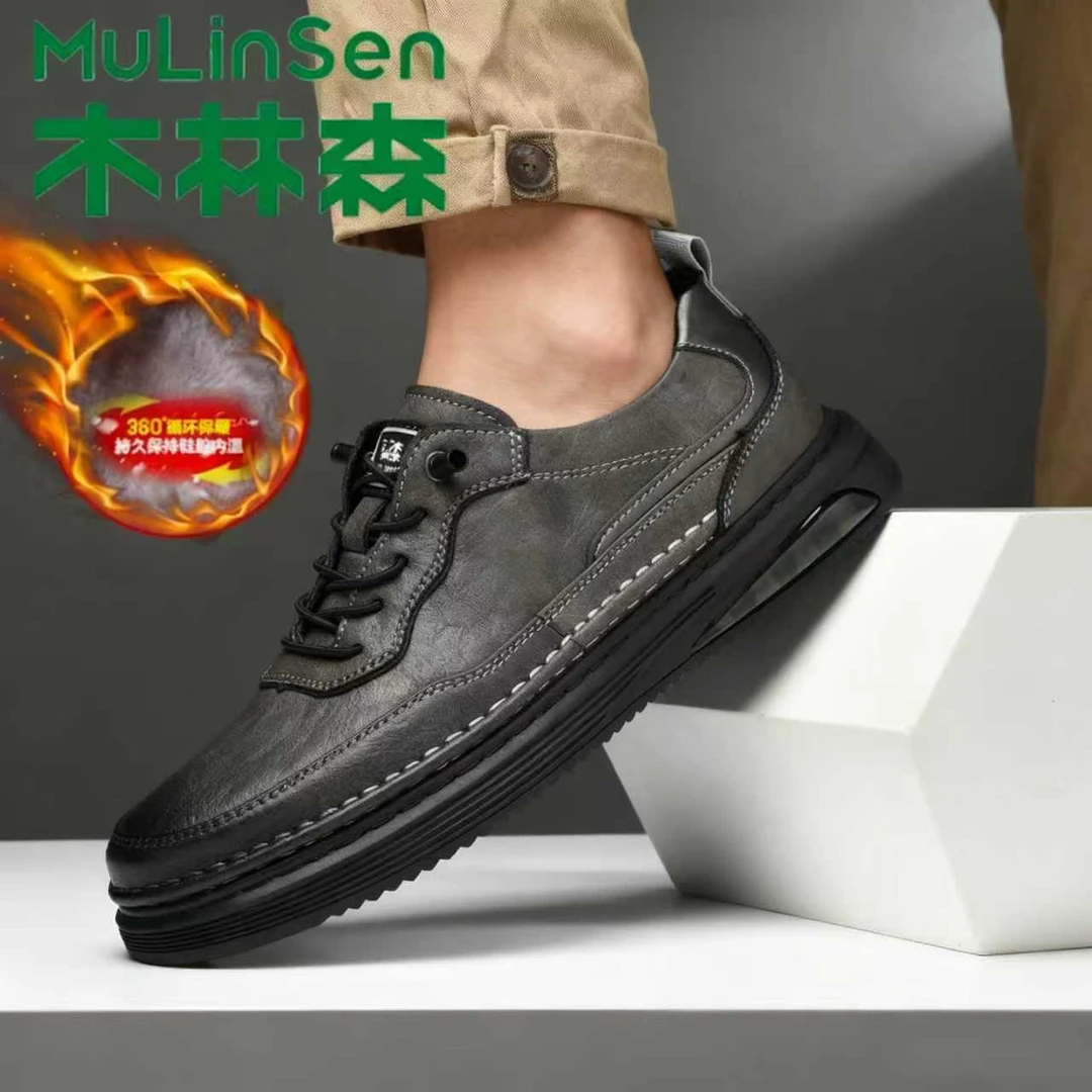木林森软底正品秋季透气棉鞋潮流厚底男士夏季超轻透气增高皮鞋