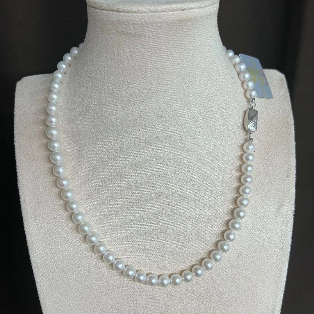 【极光蔷薇】天然淡水珍珠项链（7-8mm）含GIC大证 S925银
