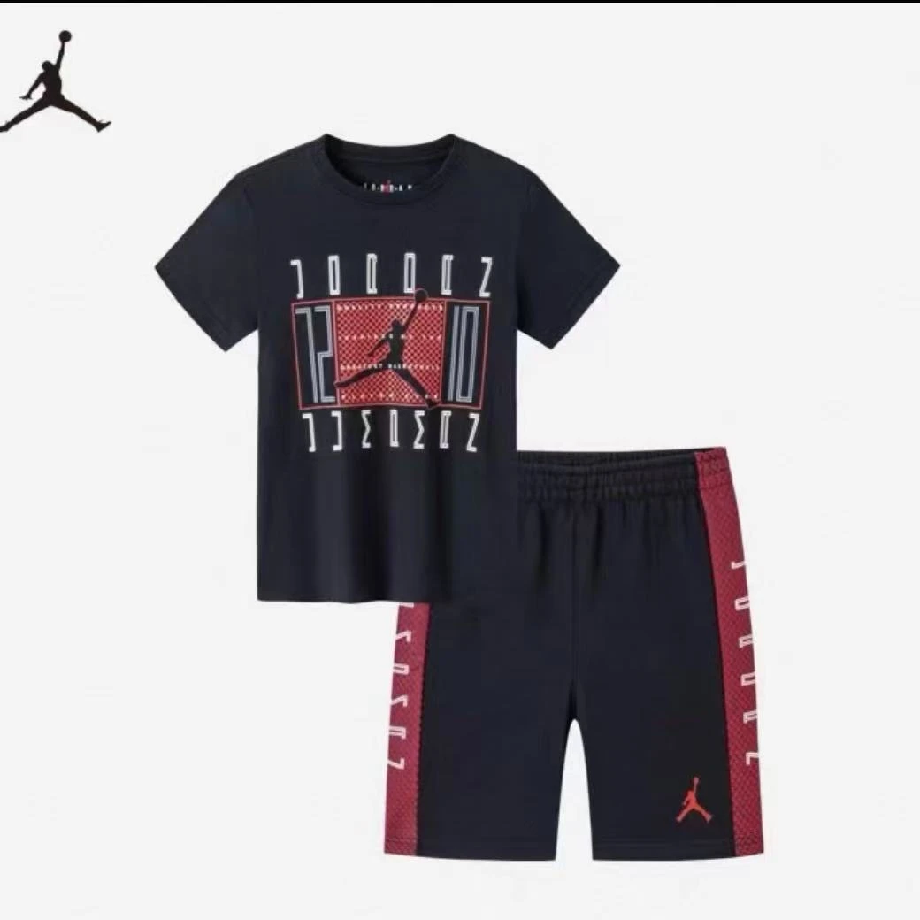AIR JORDAN短袖T恤短裤儿童休闲运动两件套DZ0704-010/DZ0705-010