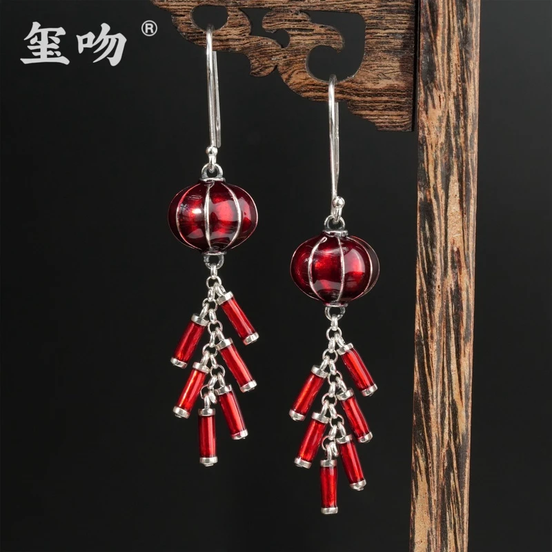 925银耳饰 【玺吻】s925银 新年灯笼  红灯笼耳饰