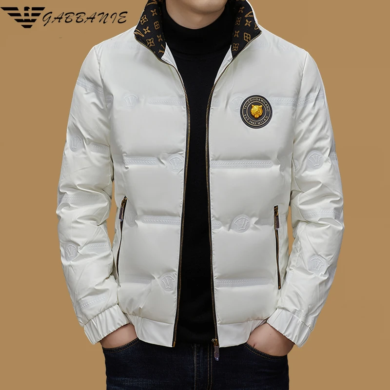 意大利专柜男士亮面羽绒服秋冬立领短款时尚潮流轻薄加厚鸭绒外套