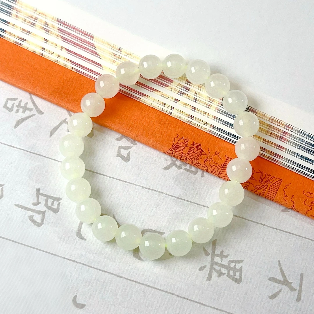 【泽云珠宝】和田玉蜂蜜水圆珠手串多样性发一8mm