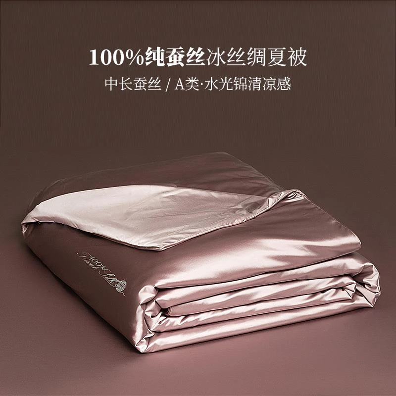 蚕丝被2025新款A类100%蚕丝水光锦凉感夏被丝滑可水洗空调薄被子