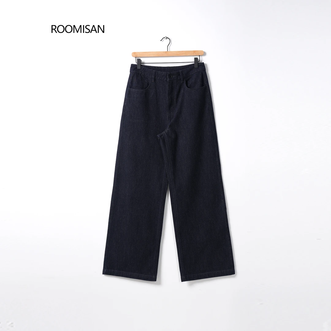 ROOMISAN【高定羊毛混纺丹宁.老钱原胚蓝经典直筒牛仔裤】25883