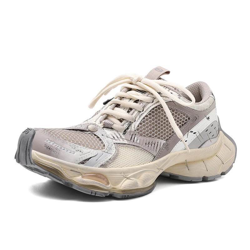 新款巴家情侣款订书机老爹鞋男女同款2024复古厚底增高做旧运动鞋