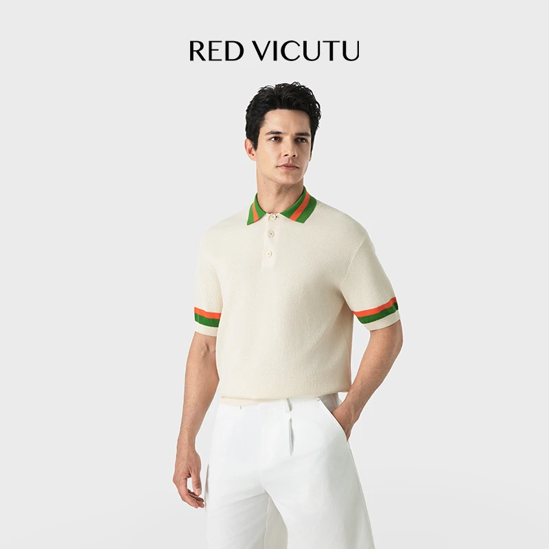 威可多短袖针织衫男商务夏季半袖百搭保罗衫polo衫男士撞色男款潮