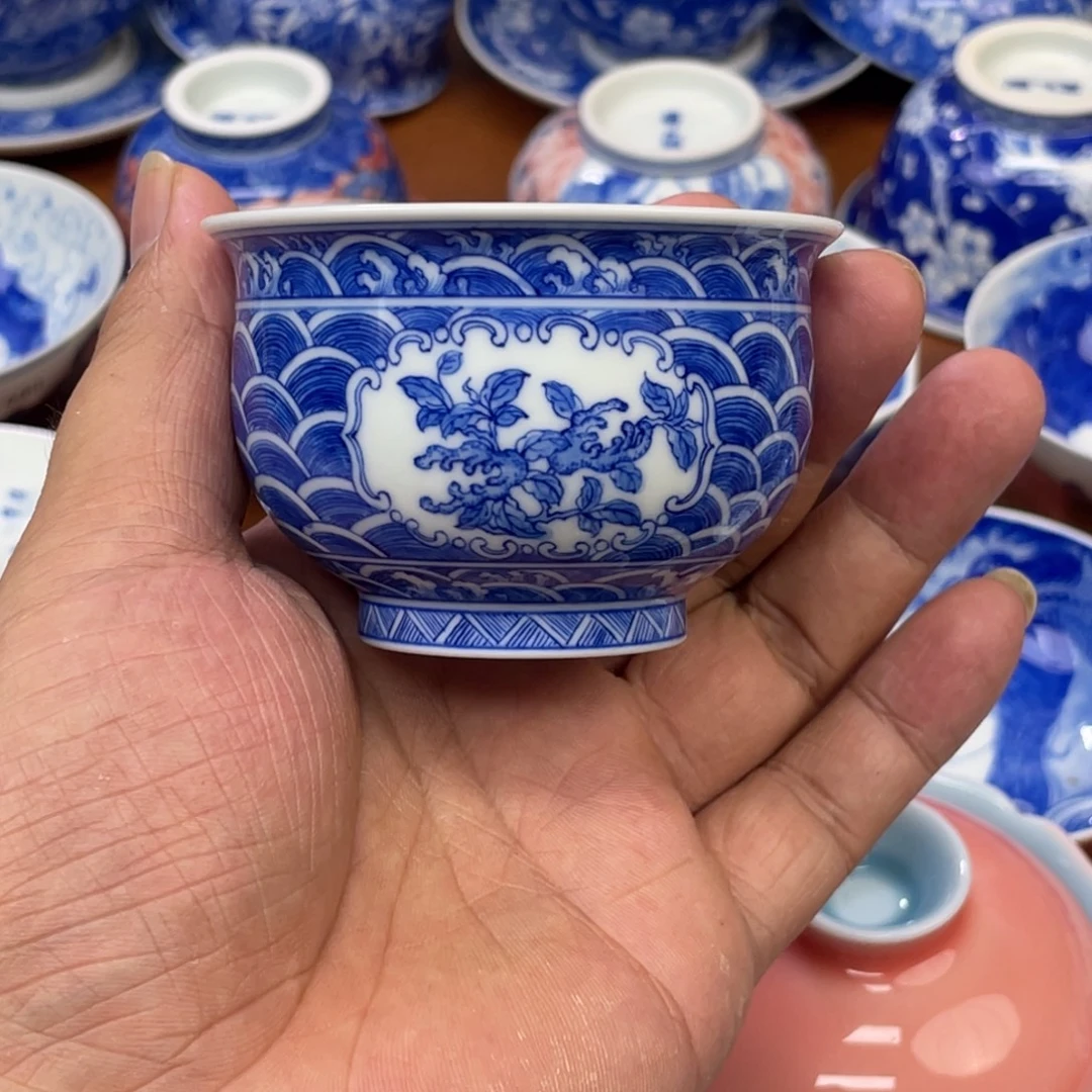 海水纹 三面开窗三多炉式杯