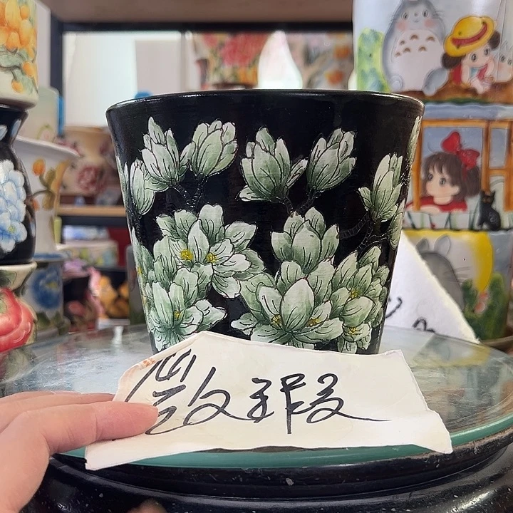 景德镇幸运花盆手绘韩式花盆