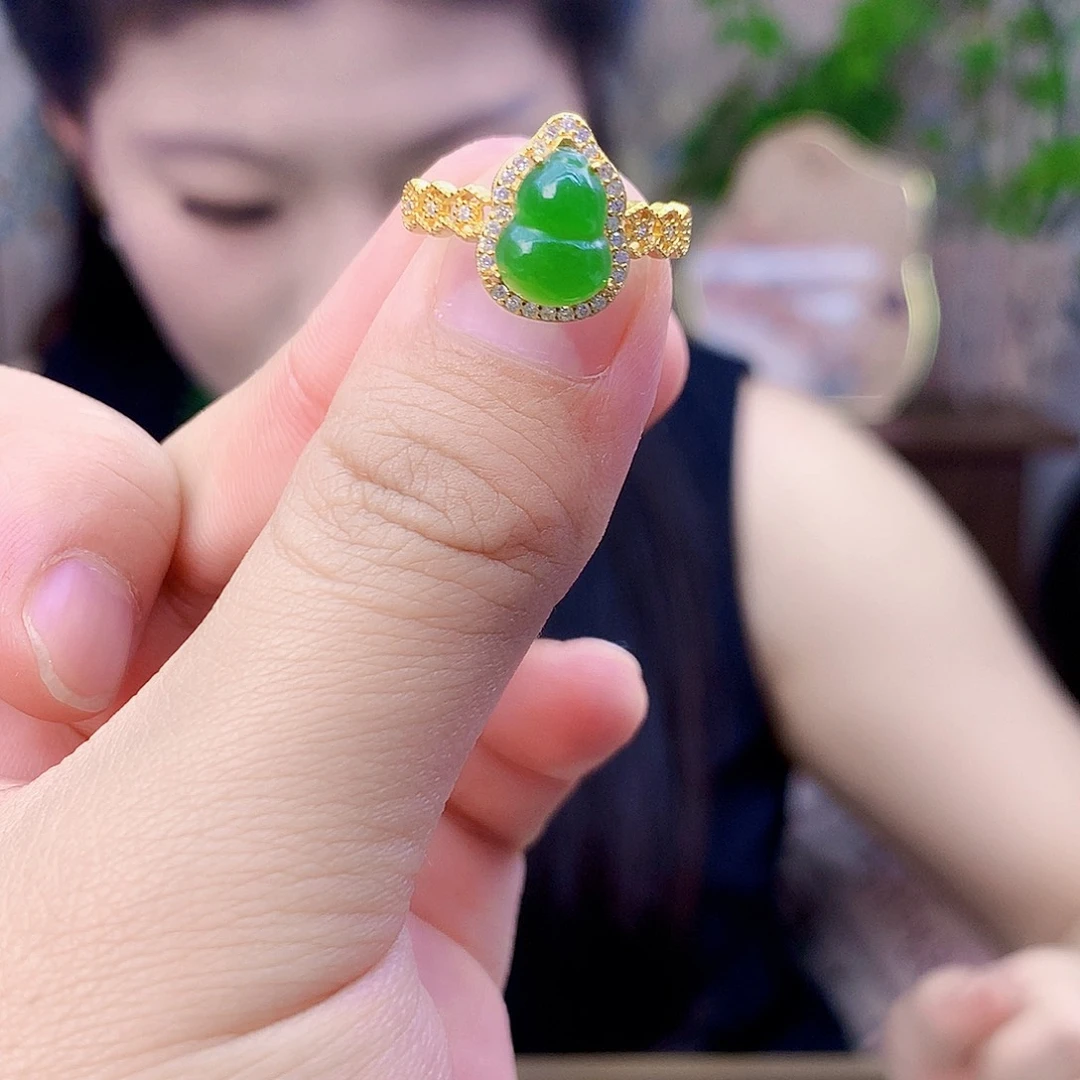 和田玉（碧玉）银S925镶嵌吊坠(不含链)戒指