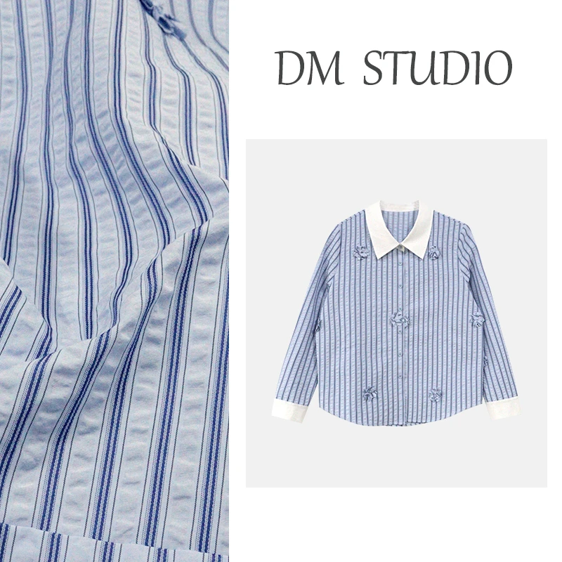 【小苍兰】蛋妹大码女春季新款胖mm显瘦条纹高级感衬衫DM25162