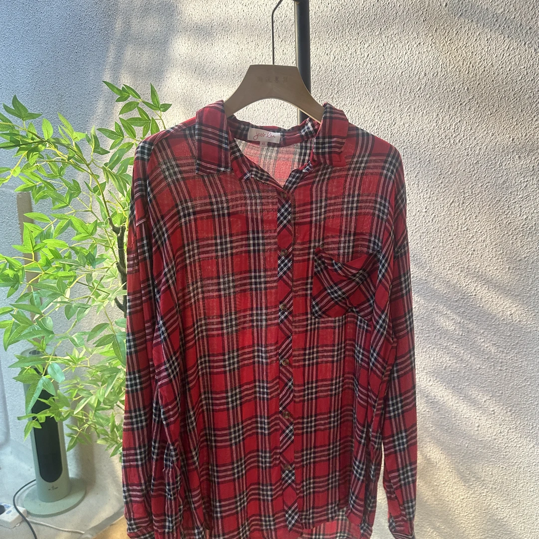 人棉格子极简衬衣